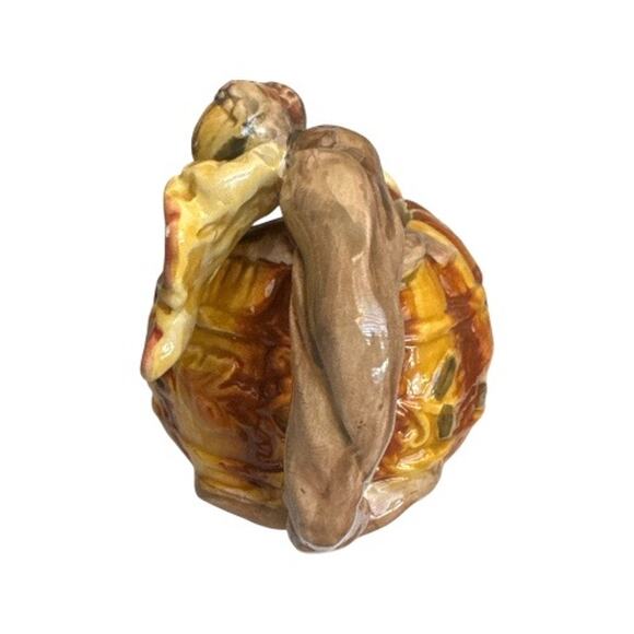 Majolica Golden Tones Autumn Thanksgiving Pitcher Set of 2 - Picture 4 of 12